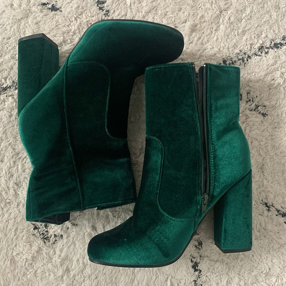 Green Velvet Boots